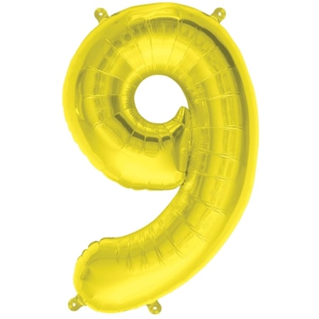 16 In. Number 9 Gold Balloon
